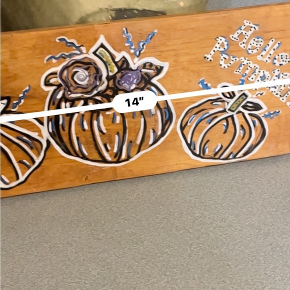 Rustic Pumpkin Wall Art with Blue Accents - Picture 3 of 4